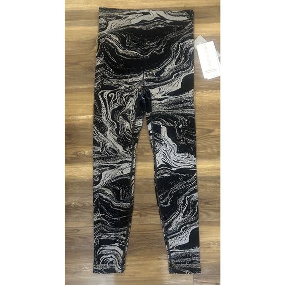 Athleta Women's Small Aurora Shine Tight Leggings Black Marble Silvee‎ Seamless - Picture 3 of 8